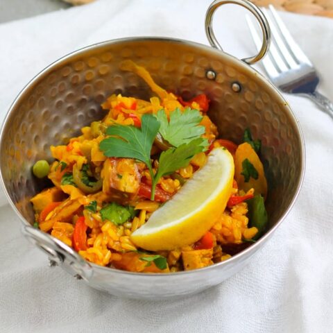 Vegan Paella With Smoked Tofu - photo courtesy of Oh My Veggies