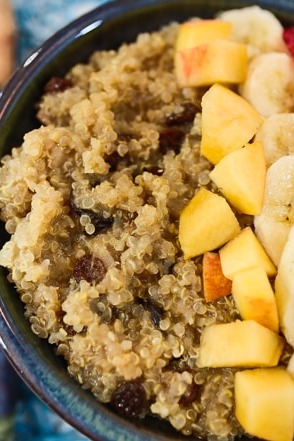 Vegan maca breakfast bowl vertical photo