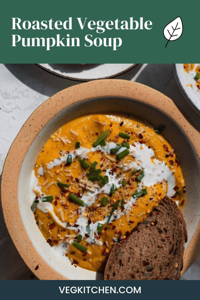 Roasted Vegetable Pumpkin Soup - vegan recipe from VegKitchen