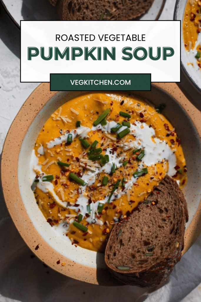 Roasted Vegetable Pumpkin Soup - vegan recipe from VegKitchen