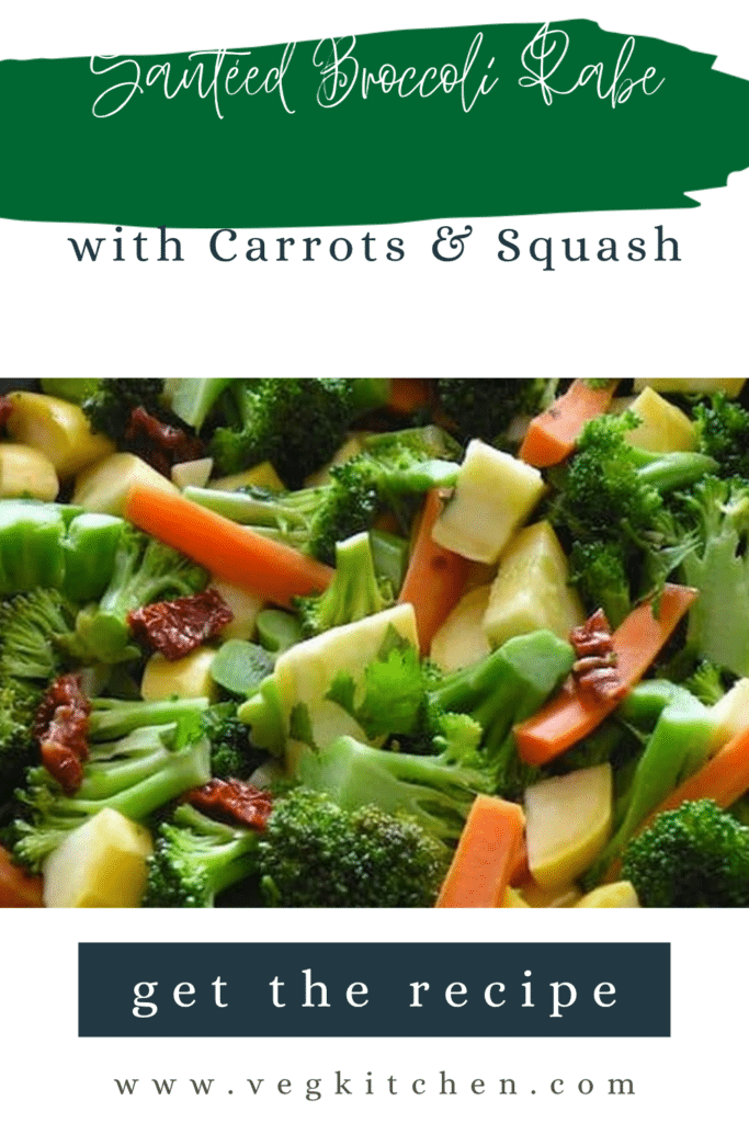 Sautéed broccoli rabe with baby carrots and yellow squash