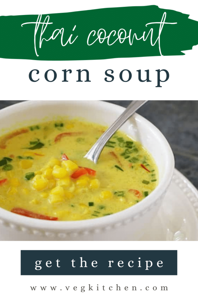 Pinterest pin for Nearly-Instant Thai Coconut Corn Soup
