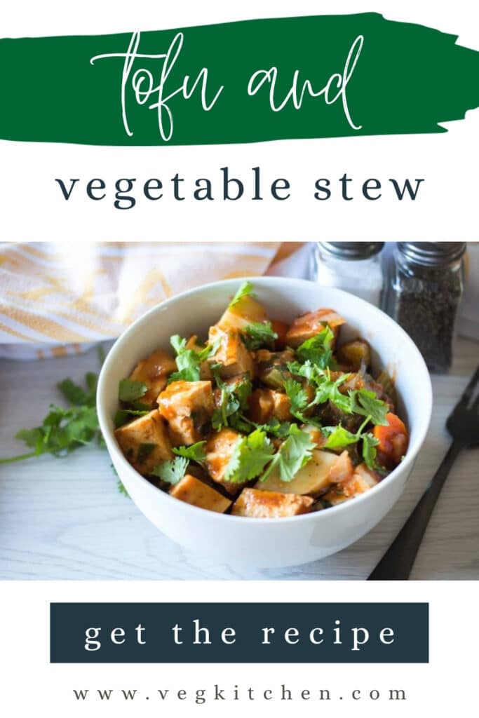 Tofu and vegetable stew Pinterest pin