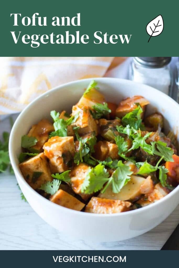 Tofu and vegetable stew Pinterest pin