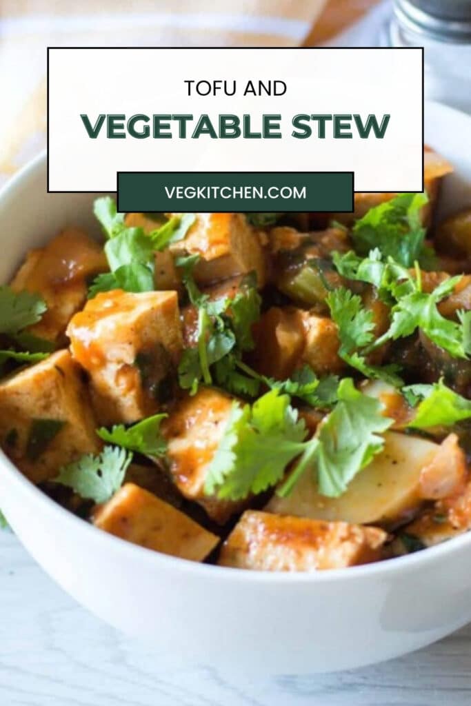 Tofu and vegetable stew Pinterest pin