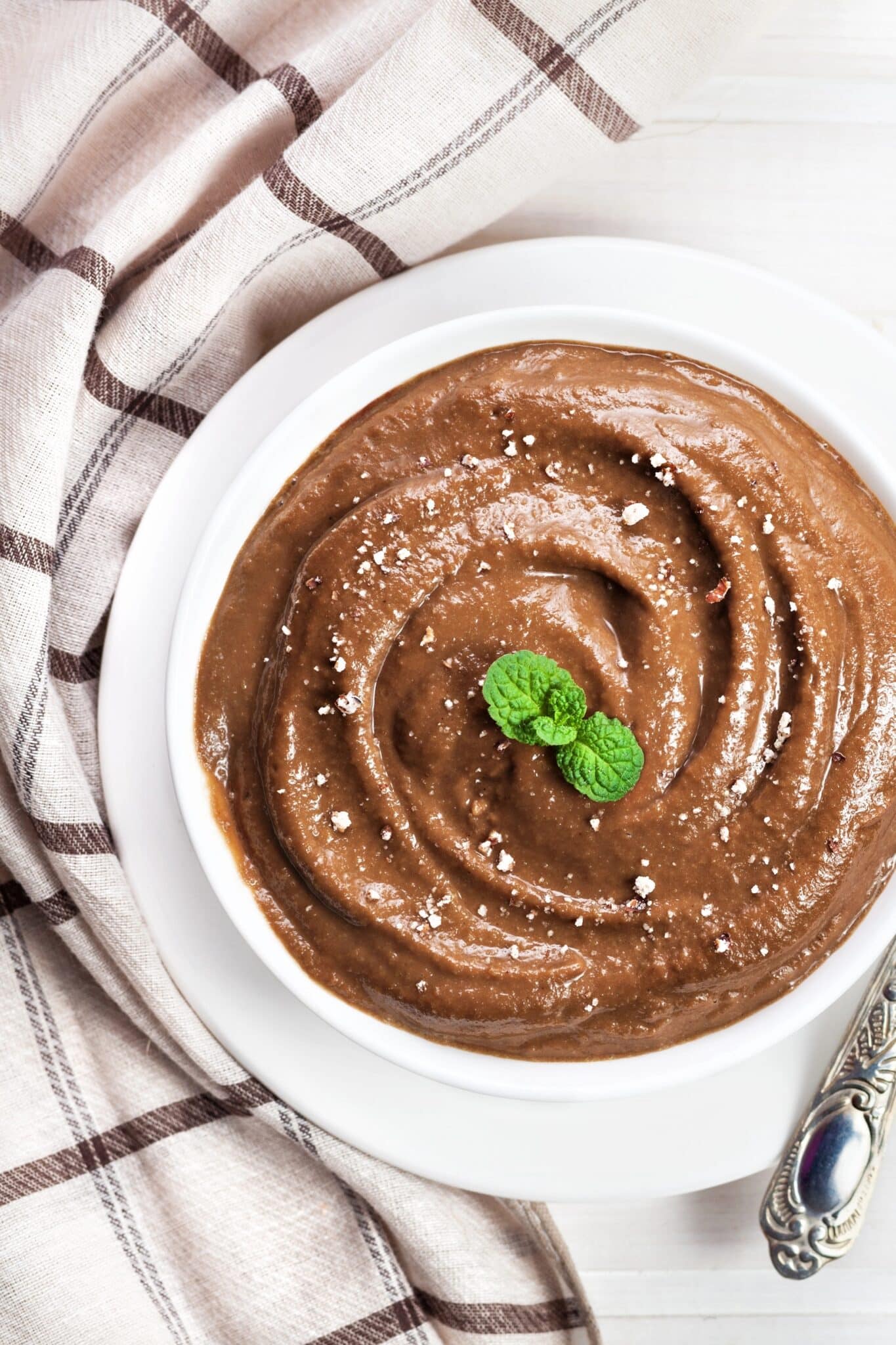 Vegan avocado chocolate maca mousse vertical photo