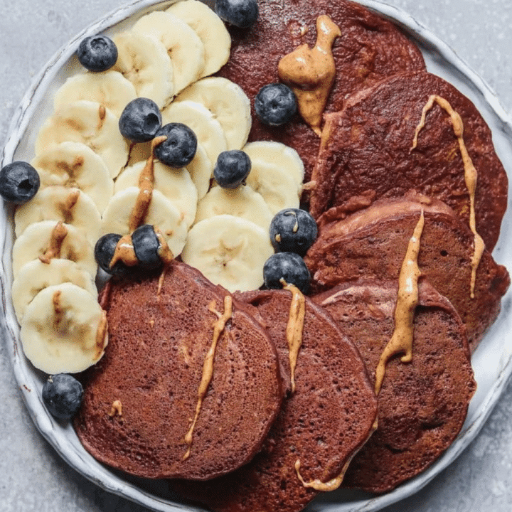 Vegan Chocolate Pumpkin Pancakes - gluten-free recipe from VegKitchen