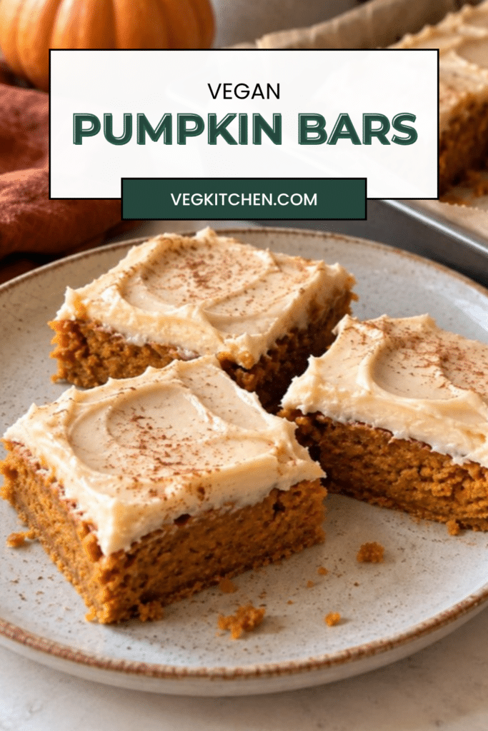 Vegan pumpkin bars with cream cheese frosting, Pinterest graphic