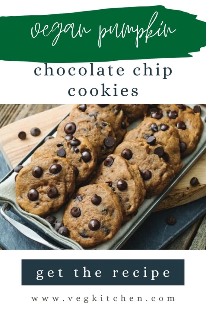Vegan pumpkin chocolate chip cookies Pinterest graphic