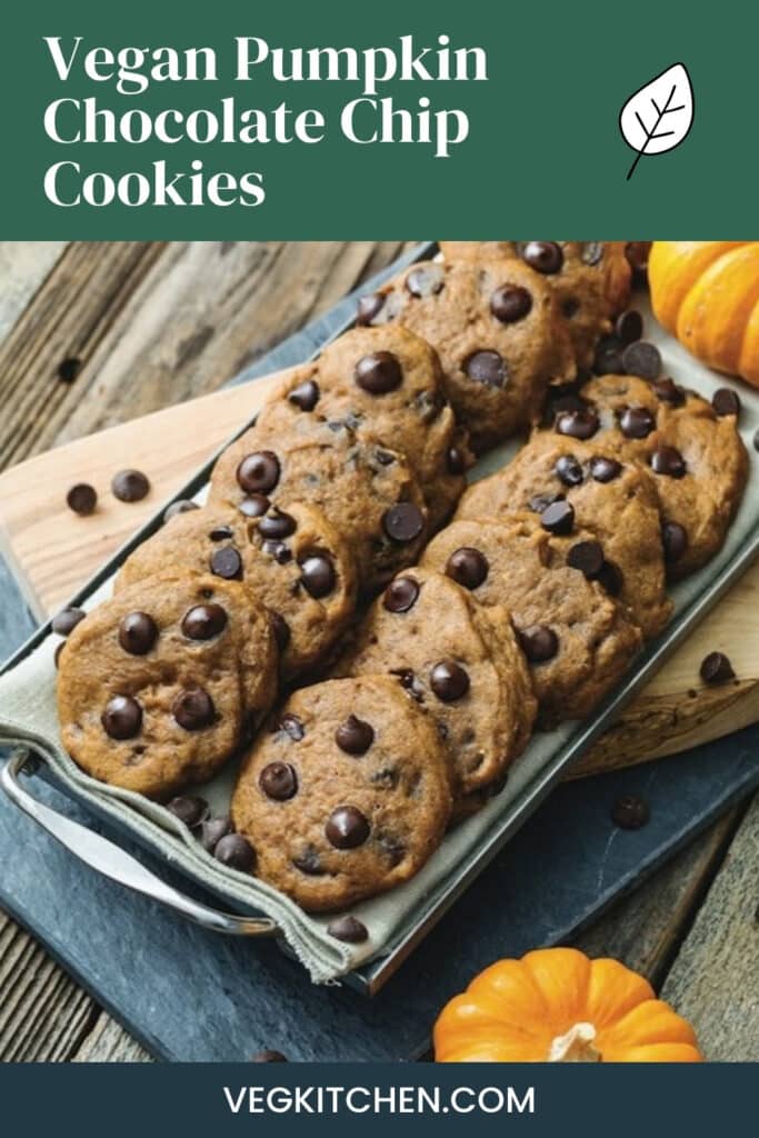 Vegan pumpkin chocolate chip cookies Pinterest graphic