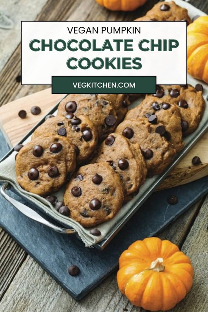 Vegan pumpkin chocolate chip cookies Pinterest graphic