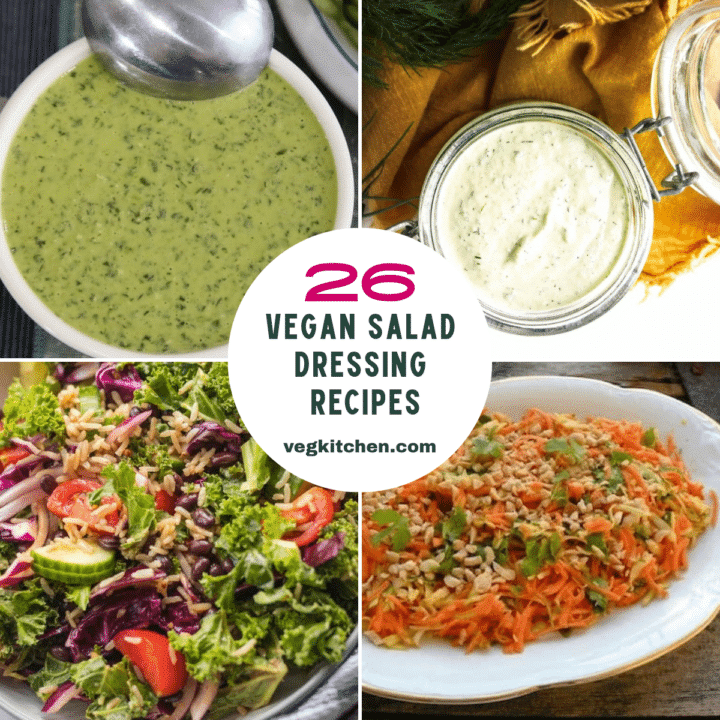 26 Vegan Salad Dressing Recipes collage graphic