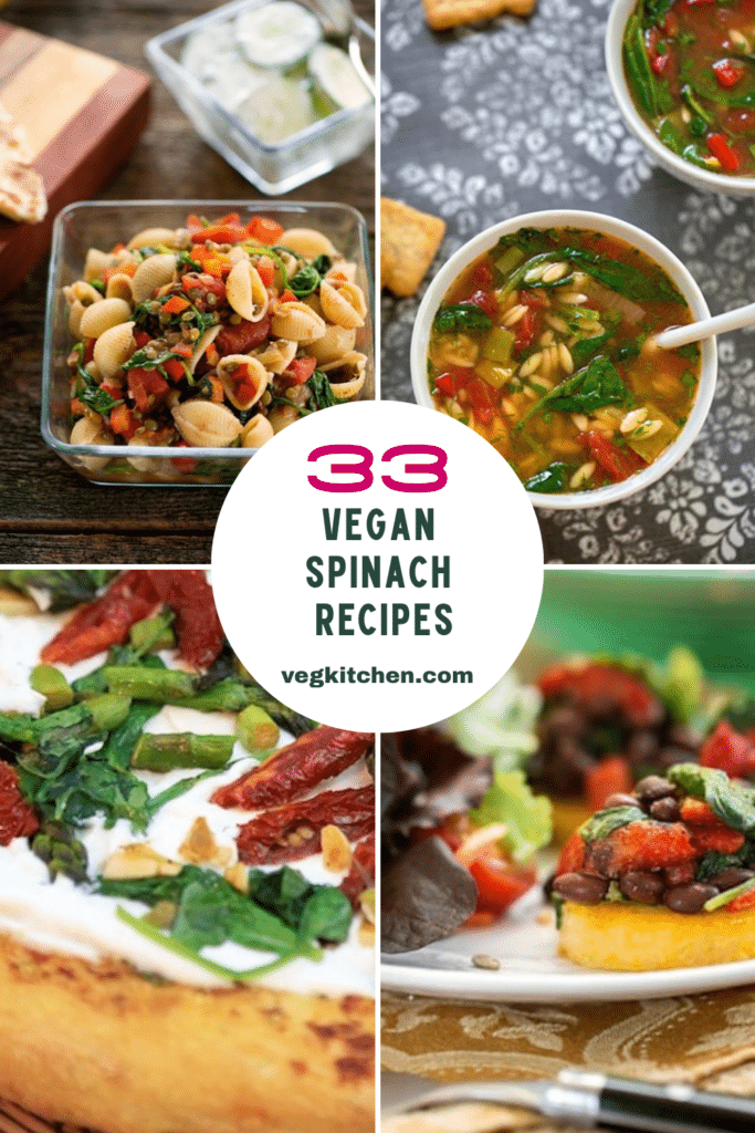 Vegan Spinach Recipes Pinterest pin 1