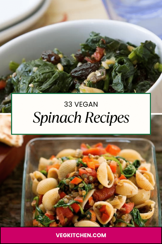 Vegan Spinach Recipes Pinterest pin 3