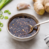 Bowl of vegan teriyaki marinade