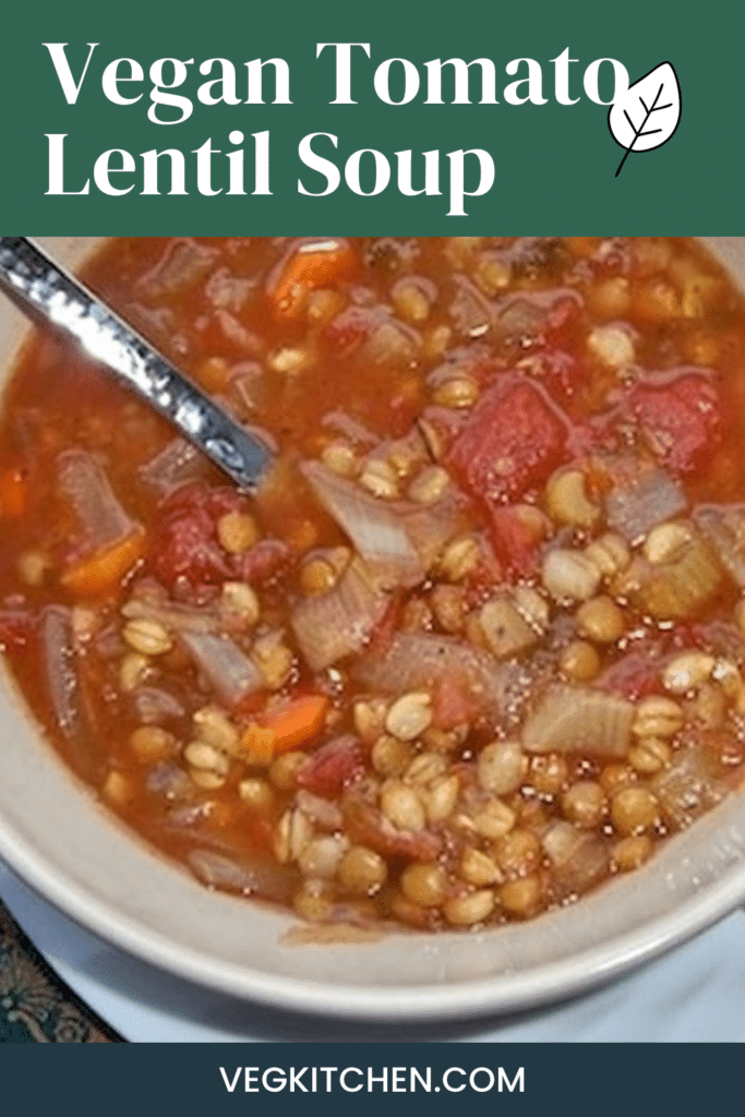 Vegan Tomato Lentil Soup Pinterest pin