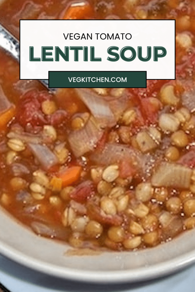 Vegan Tomato Lentil Soup Pinterest pin