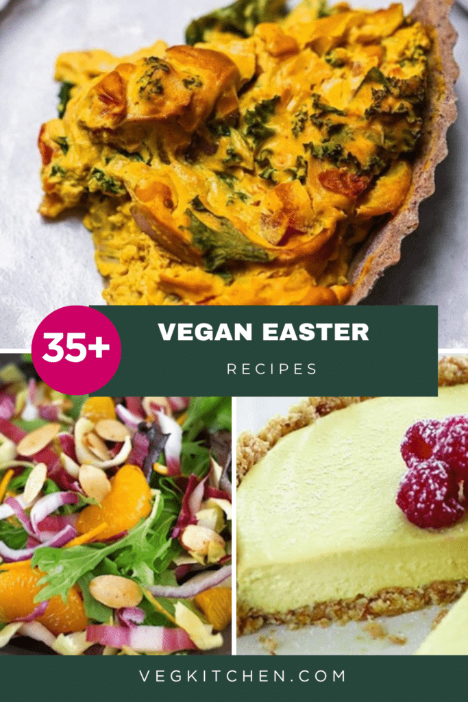 35+ vegan Easter recipes including quiche, spring greens salad and lemon mousse tart